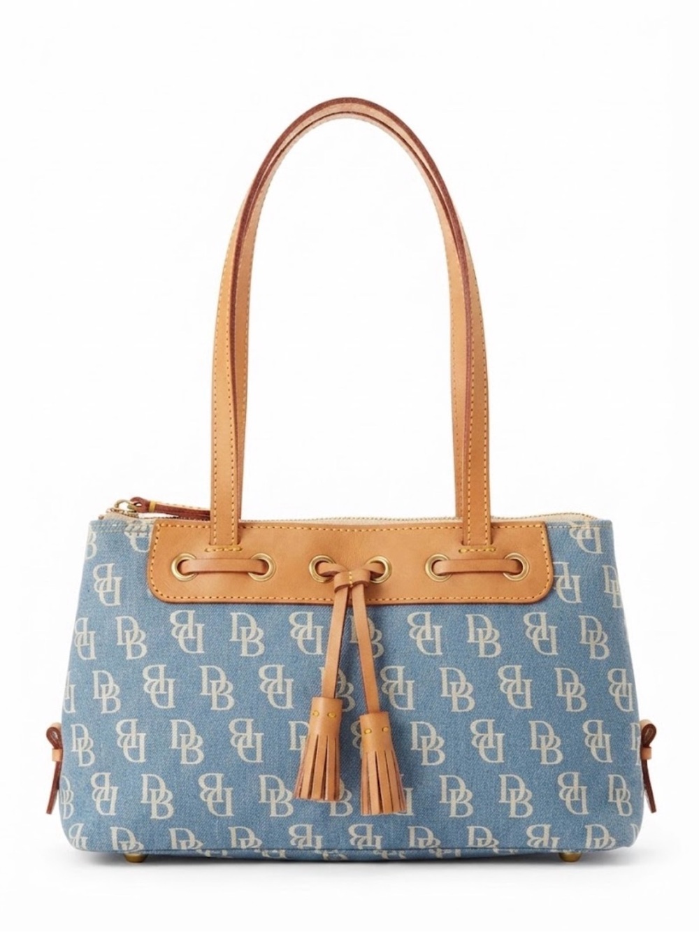 Dooney & Bourke Signature Vintage Blue Denim Monogram DB Shoulder Bag Purse